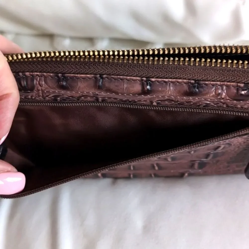BRAHMIN Vintage SURI BROWN MELBOURNE GENUINE LEATHER ZIP AROUND WALLET